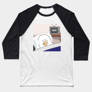 Gordie the Ghost (pizza in bed) | by queenie's cards Baseball T-Shirt